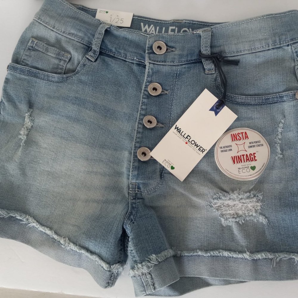 Wallflower Women's Flirty High Rise Shorty Short Blue Size 1/25